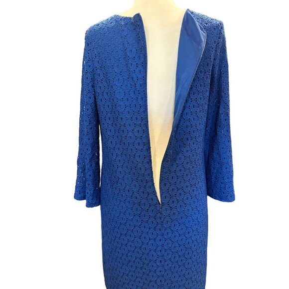 Chicos Blue Lace‎ Long Sleeve Dress Size 1 / US 8 Fully Lined - Picture 7 of 10